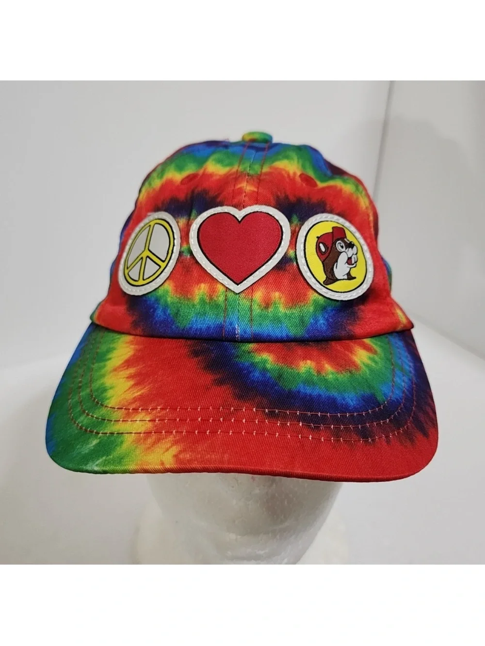 Tie-Dye Kids Baseball Hat with Peace & Heart Patches - Multicolor